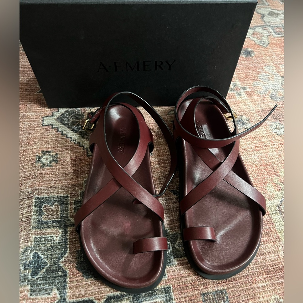 A. Emery | Jalen Slim Sandals | Merlot | Size 39 (8.5)